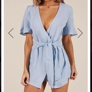 pale blue show po romper wrap